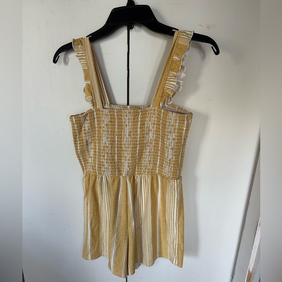 No Boundaries Other - No Boundaries Yellow and White Striped Romper